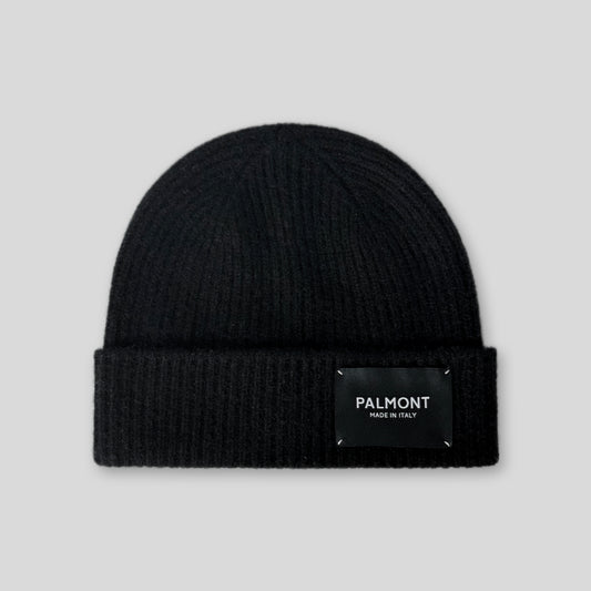 Ribbed Cashmere Beanie Hat In Black