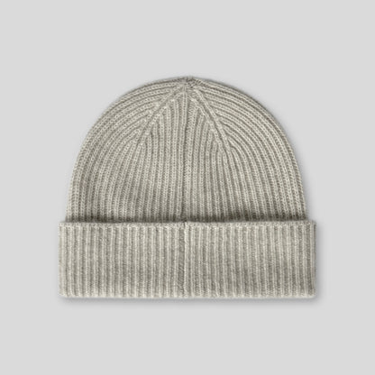 Ribbed Cashmere Beanie Hat In Beige