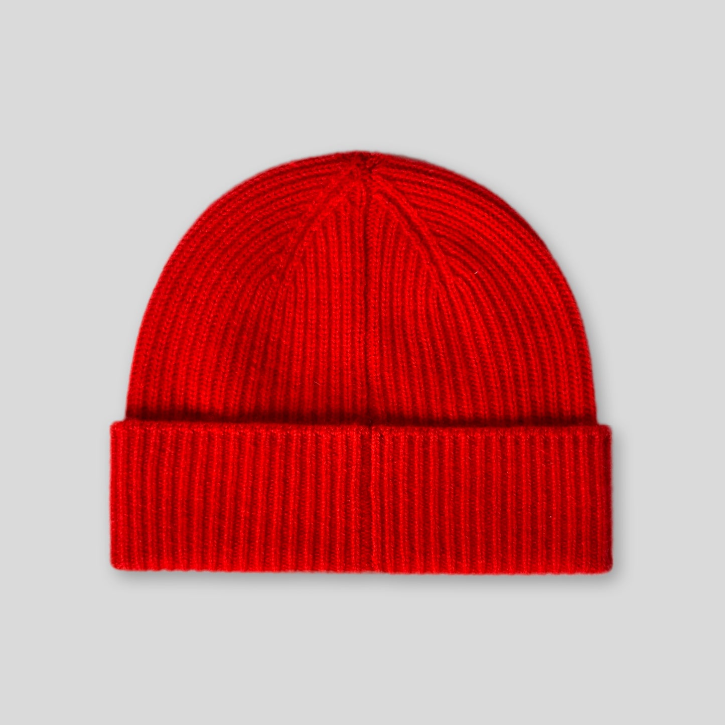 Ribbed Cashmere Beanie Hat In Red