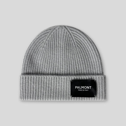 Ribbed Cashmere Beanie Hat In Grey