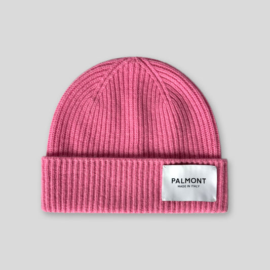 Ribbed Cashmere Beanie Hat In Pink